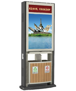 戶外分類鋼木城市廣告垃圾箱HT-GG9170