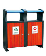 戶外鋼木街道垃圾桶HT-GM6940