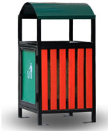 戶外正方形鋼木垃圾桶HT-GM7020