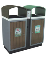 大方古樸鋼木垃圾桶HT-GM7080