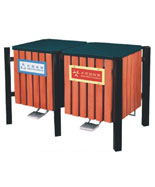 戶外分類腳踏鋼木垃圾桶HT-GM7090