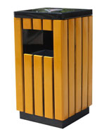 正方形戶外鋼木垃圾桶HT-GM6630