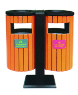 圓形鋼木分類垃圾箱HT-GM6110