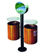 圓柱形鋼木分類垃圾桶HT-GM6470