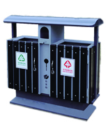 鋼木戶外分類垃圾桶HT-GM6910