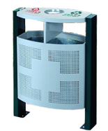 頂投口橢圓沖孔分類鋼制垃圾箱HT-GZ5490