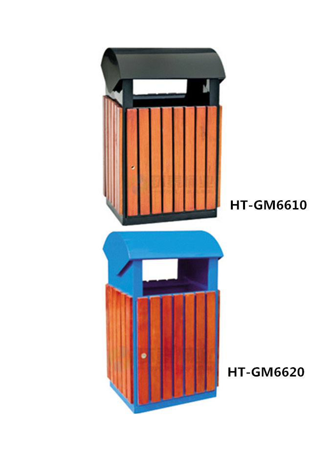 戶外鋼制防腐木垃圾桶