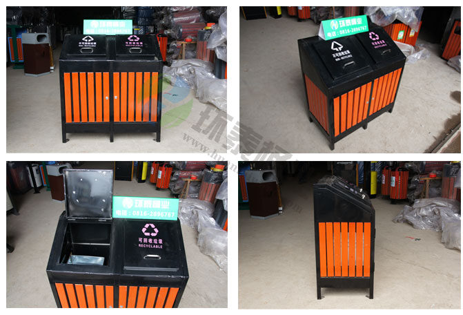 拉蓋式封閉鋼木分類(lèi)垃圾桶