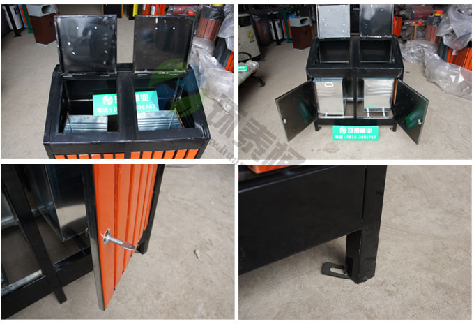 拉蓋式封閉鋼木分類(lèi)垃圾桶