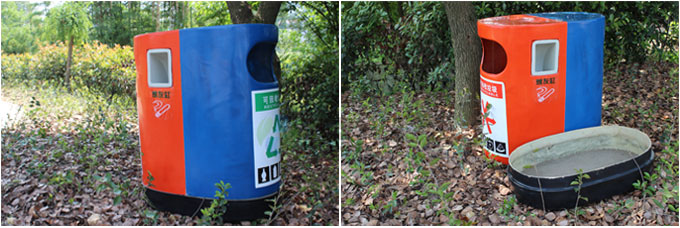 雙色分類玻璃鋼果皮箱