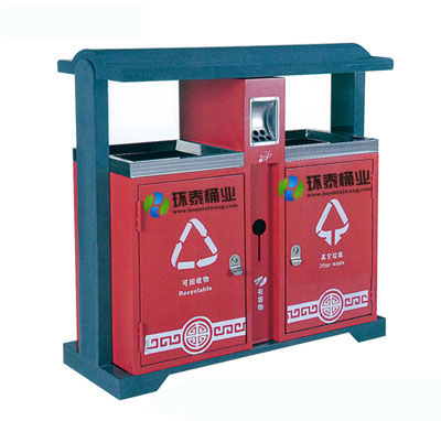 紅色戶外分類鋼制垃圾桶