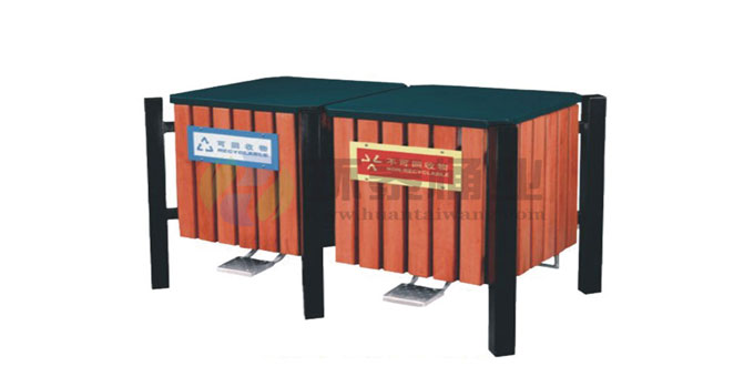 戶外分類腳踏鋼木垃圾桶