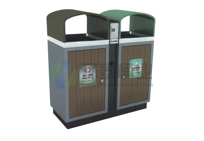 大方古樸鋼木垃圾桶