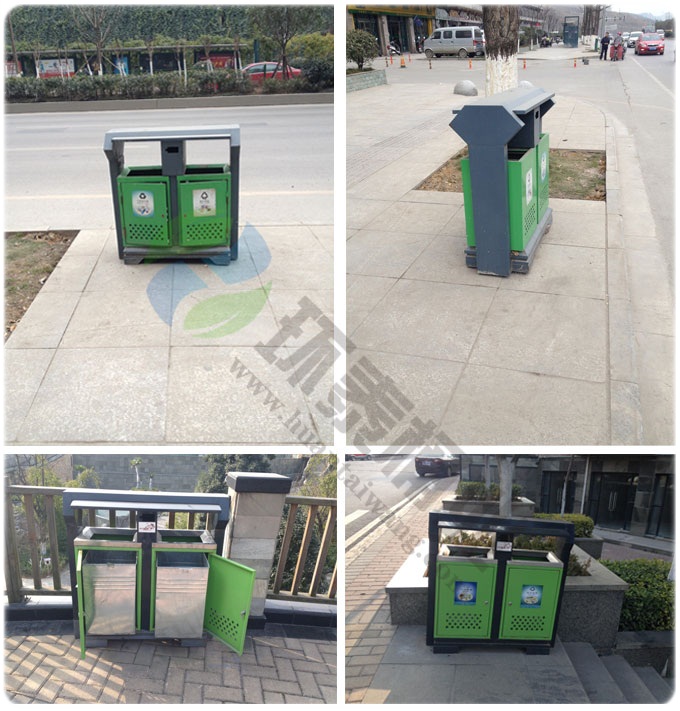 側(cè)投口沖樁孔鋼制分類果皮箱