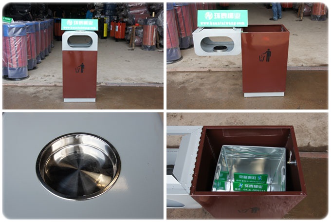 戶外黃色鋼制果皮箱