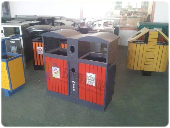 大方古樸鋼木垃圾桶