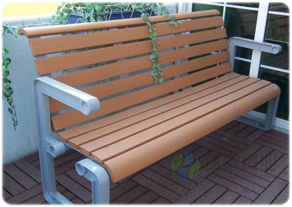 戶外鑄鋁腳塑木休閑園林椅