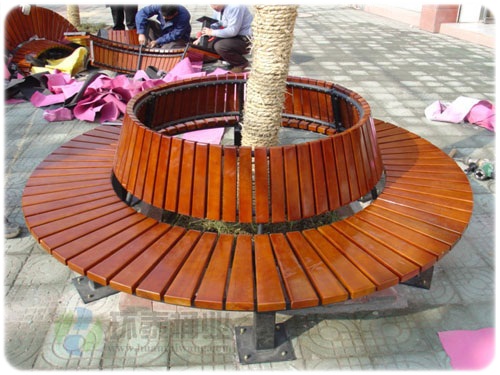 室外防腐木鑄鋼腳園林椅