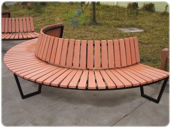 防腐木鋼制室外圍樹休閑椅