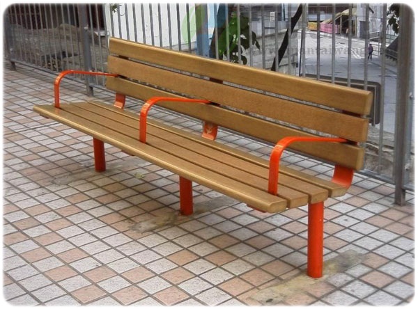 室外防腐木帶靠背休閑椅子