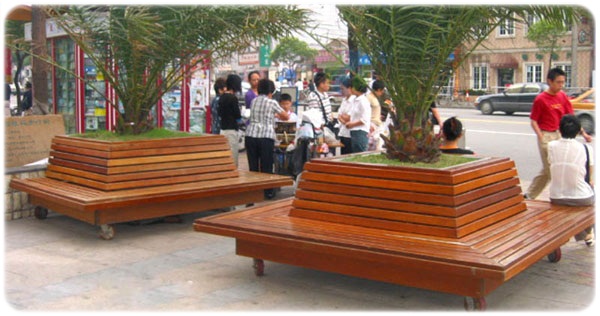 防腐木圍樹室外園林椅