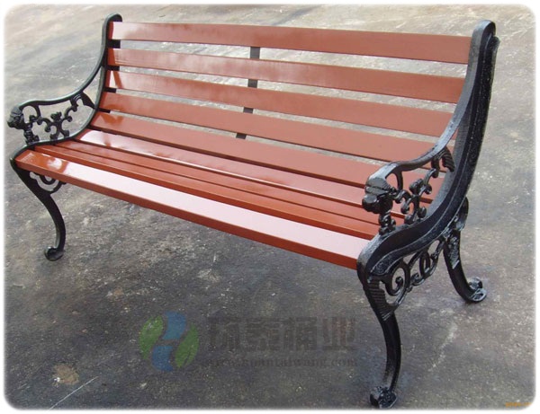 室外帶靠背防腐木鑄鐵園林椅