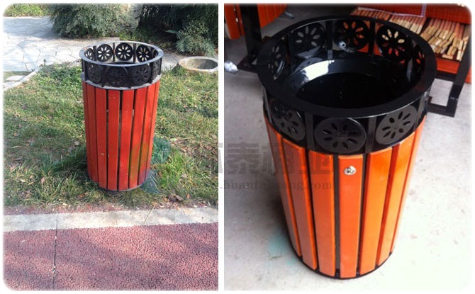 上投口花邊木條鋼木垃圾桶