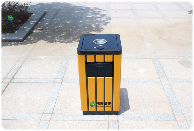 正方形戶(hù)外鋼木垃圾桶