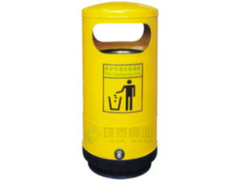 黃色側(cè)面投口鋼制垃圾箱