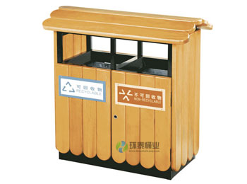 新款黃色雙投口分類垃圾桶