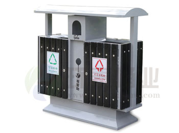 鋼木戶外分類垃圾桶