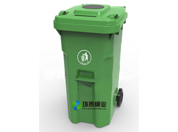 新款扶手戶外100L綠色塑料垃圾桶