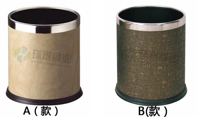 米黃色不銹鋼鋼邊雙層垃圾桶