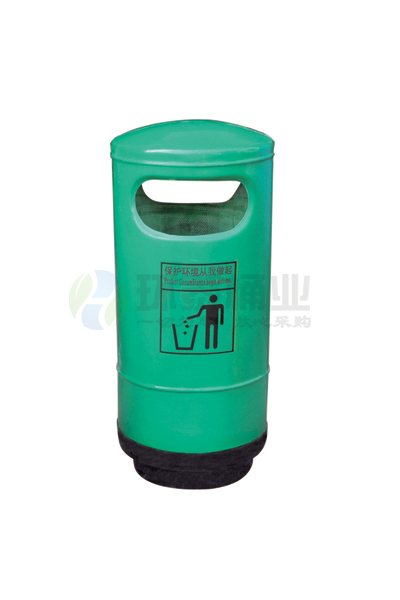 綠色圓柱造型玻璃鋼垃圾桶