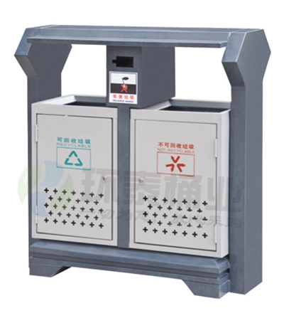 側(cè)投口沖樁孔鋼制分類果皮箱