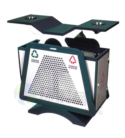 戶外雙翼沖孔分類鋼制垃圾桶