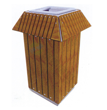 木條單桶上投口鋼木垃圾桶