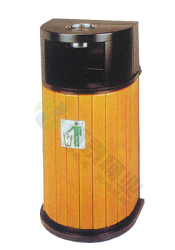 側(cè)投口圓柱形鋼木垃圾箱