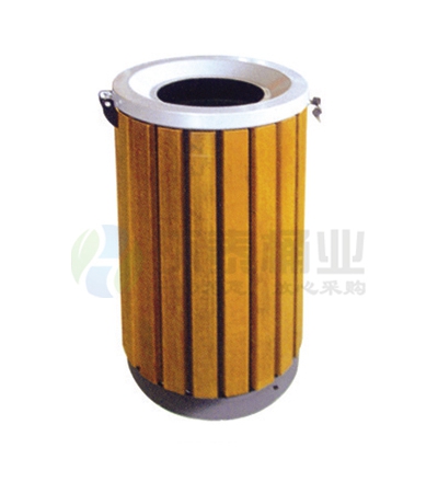 上投口圓形鋼木垃圾桶