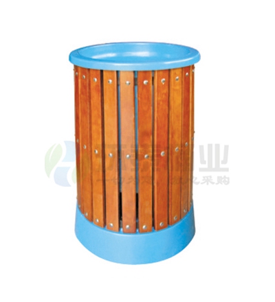 圓形戶外鋼木垃圾筒