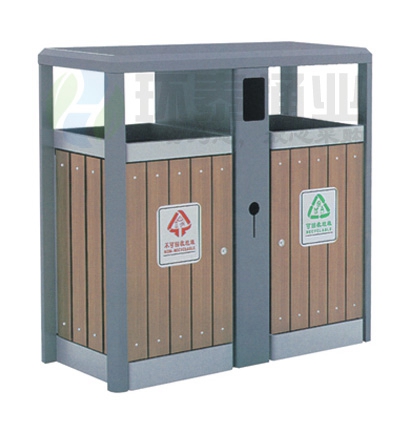 方形分類鋼制防腐木果皮箱