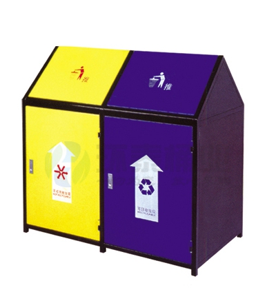 雙色戶外鋼板垃圾筒