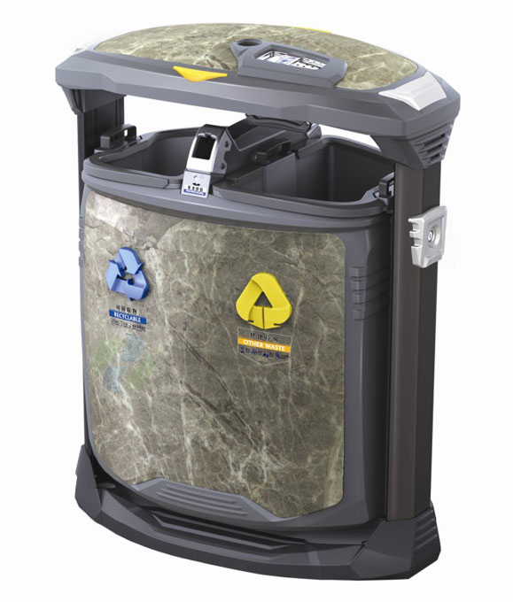 萬德福大理石紋鋼木垃圾桶