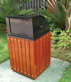 公園景區(qū)綠化帶專用鋼木垃圾桶