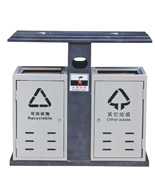 方形投口戶外分類鋼制沖孔垃圾桶HT-GZ5420