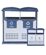 坐地式帶蓋沖孔鋼制分類垃圾桶HT-GZ5460