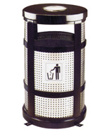 帶煙灰缸沖孔鋼制垃圾箱HT-GZ5910