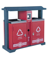 紅色戶外分類鋼制垃圾桶HT-GZ4180