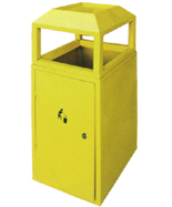 黃色方形鋼制垃圾桶HT-GZ4240