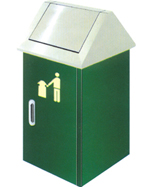 戶外三角型蓋綠色鋼制垃圾桶HT-GZ4250